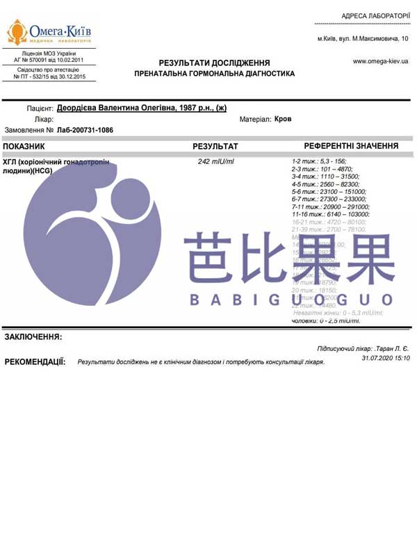 乌克兰自卵试管成功验孕报告