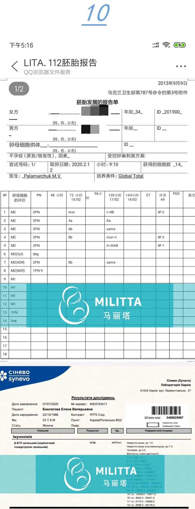 乌克兰代妈试管报告